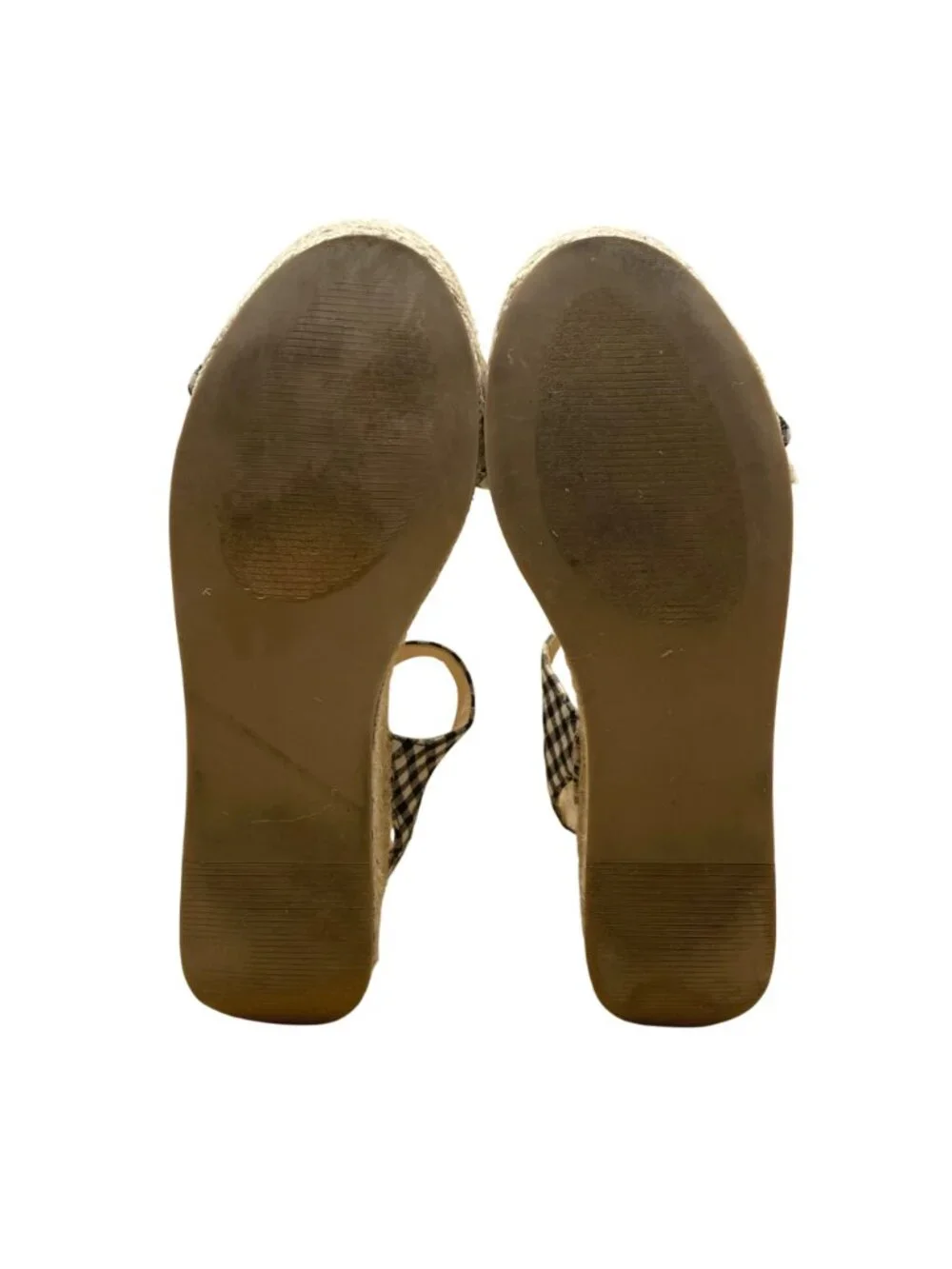 Steve Madden Women’s Black & White Gingham Bow Platform Espadrille Sandals Sz 7M